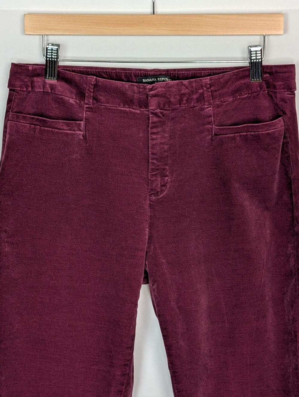 Banana Republic Sloan Velvet Pants Burgundy Wine Slim Straight Leg - Picture 5 of 15